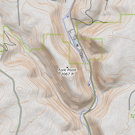 OpenTopoMap map of Fork Point, PA