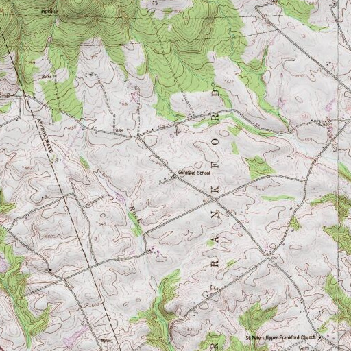 USGS 24K topo map of Gillespie School, PA
