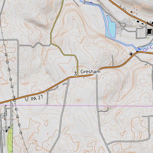 OpenTopoMap map of Gresham, PA