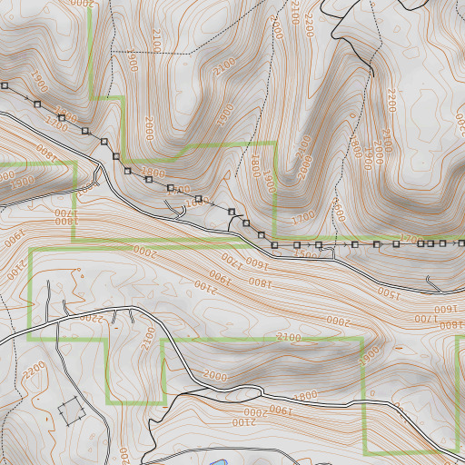 OpenTopoMap map of Hemlock Flats Run, PA