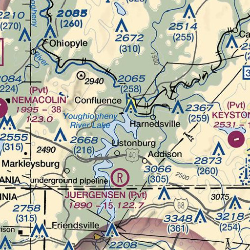FAA VFR chart of Horseshoe Bend, PA