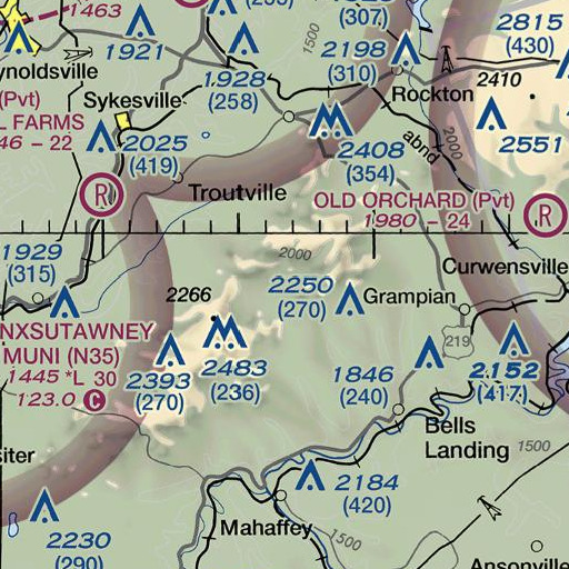 FAA VFR chart of Irish Run, PA