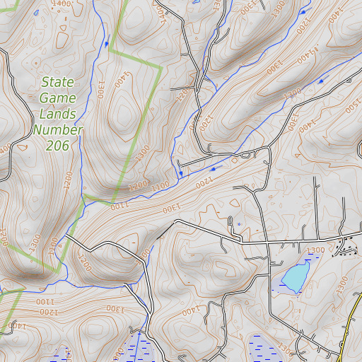 OpenTopoMap map of Laurel Run, PA