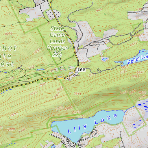 OpenTopoMap map of Lee, PA