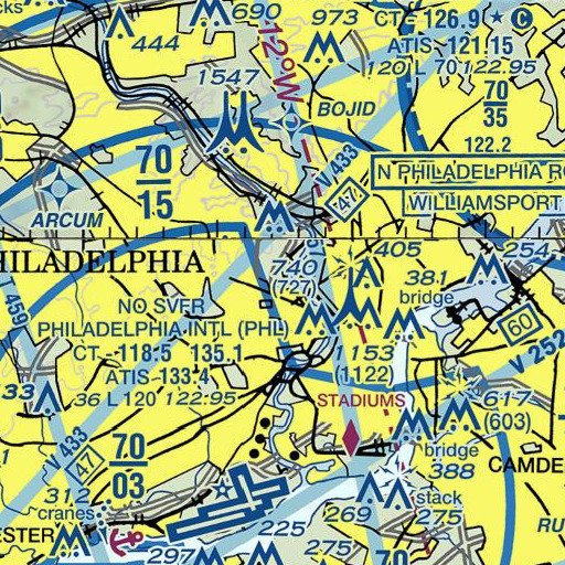FAA VFR chart of Memorial Hall, PA