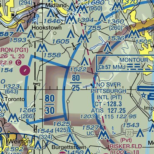 FAA VFR chart of Miller School, PA