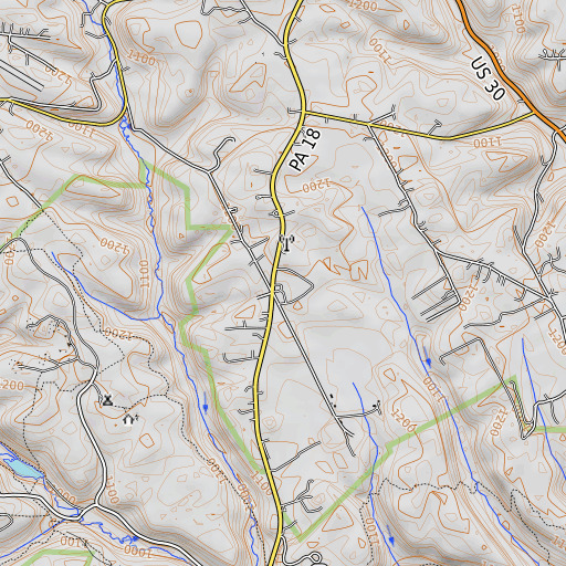 OpenTopoMap map of Miller School, PA