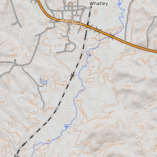 OpenTopoMap map of Fishers Creek, AL