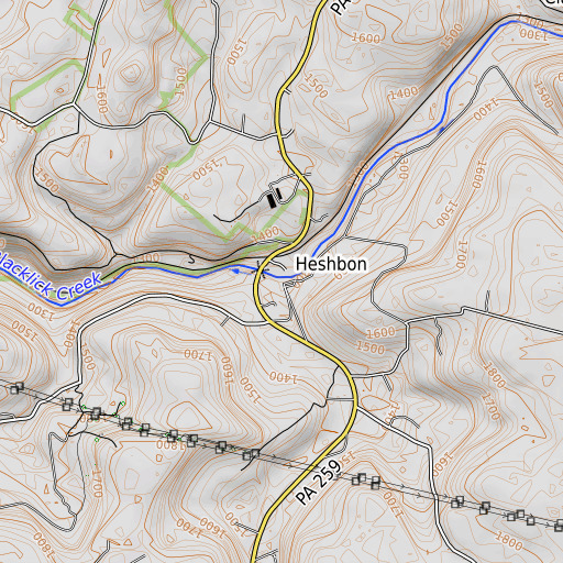 OpenTopoMap map of Ramsey Run, PA