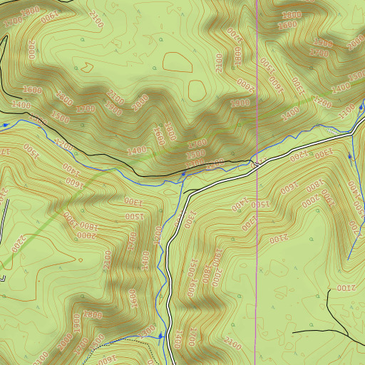 OpenTopoMap map of Red Run, PA