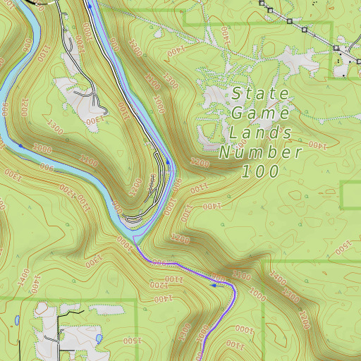 OpenTopoMap map of Redlick Run, PA