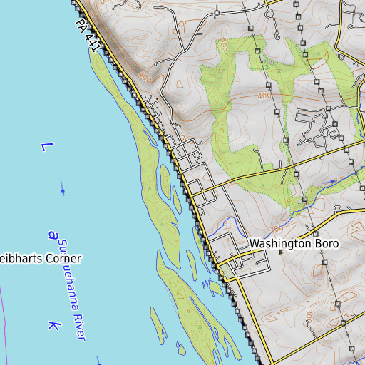 OpenTopoMap map of Shumans Run, PA