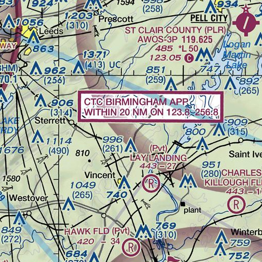 FAA VFR chart of Glover Mountain, AL