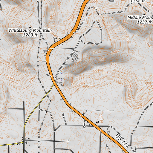 OpenTopoMap map of Gooch Creek, AL