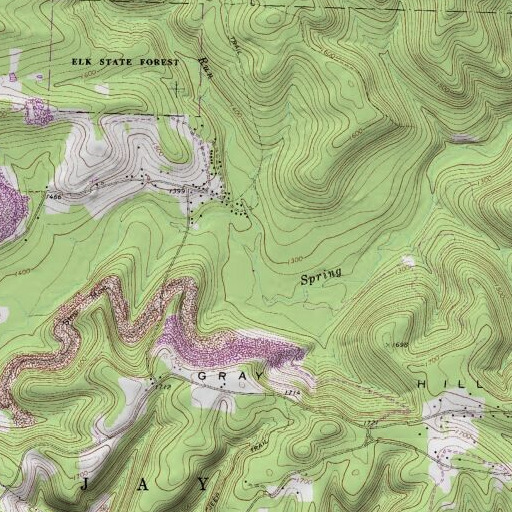 USGS 24K topo map of Wolf Lick Run, PA