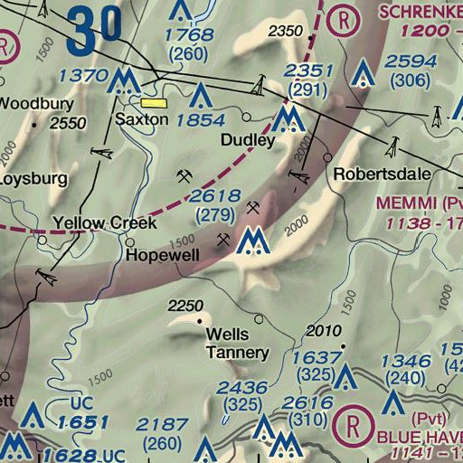 FAA VFR chart of Round Knob School, PA