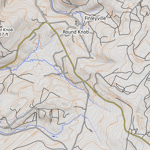 OpenTopoMap map of Round Knob School, PA