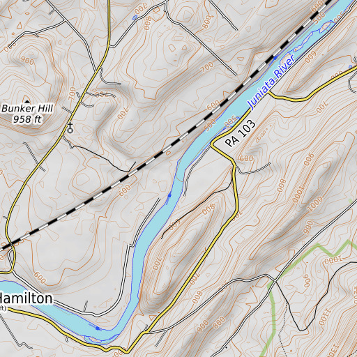 OpenTopoMap map of Beaverdam Run, PA