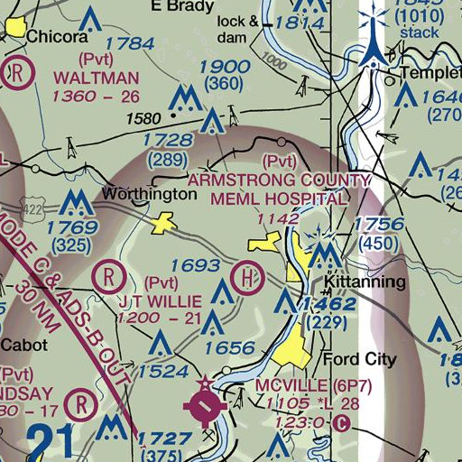 FAA VFR chart of Walkchalk, PA