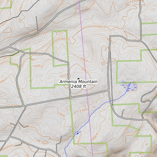 OpenTopoMap map of Armenia Mountain, PA