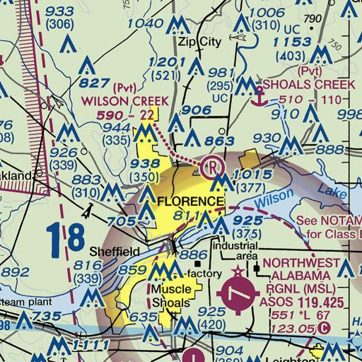 FAA VFR chart of Florence High School, AL