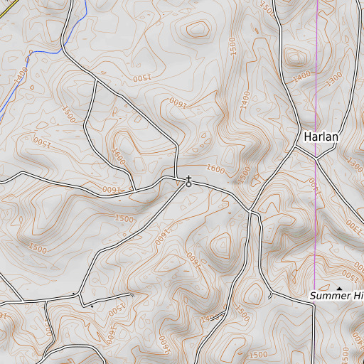 OpenTopoMap map of Bully Hill School, PA
