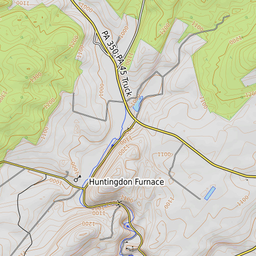 OpenTopoMap map of Grazier Mill, PA