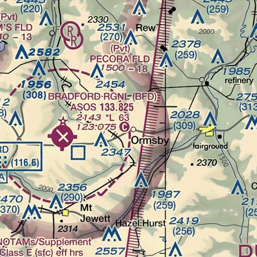 FAA VFR chart of Ormsbys Summit, PA