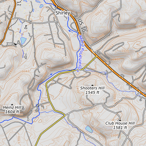 OpenTopoMap map of Mellons, PA