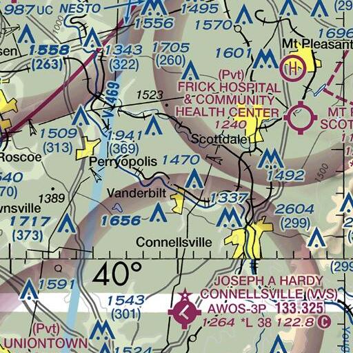 FAA VFR chart of Cunningham School (historical), PA