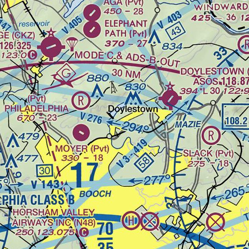 FAA VFR chart of Pine Run Covered Bridge, PA