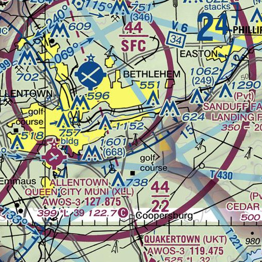 FAA VFR chart of Bethlehem Star Tower, PA