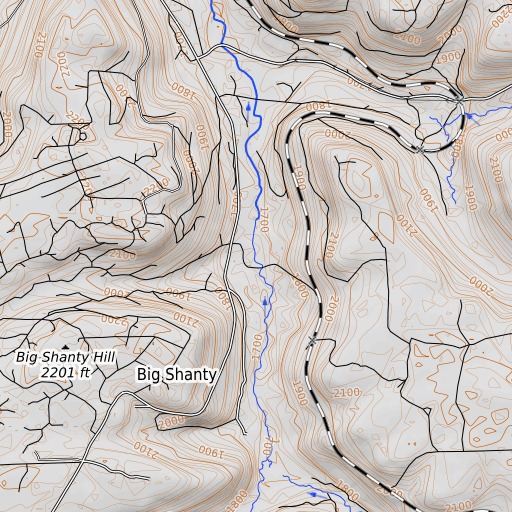 OpenTopoMap map of Bear Run, PA