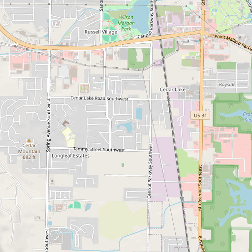 OpenStreetMap map of Johnson Pond, AL