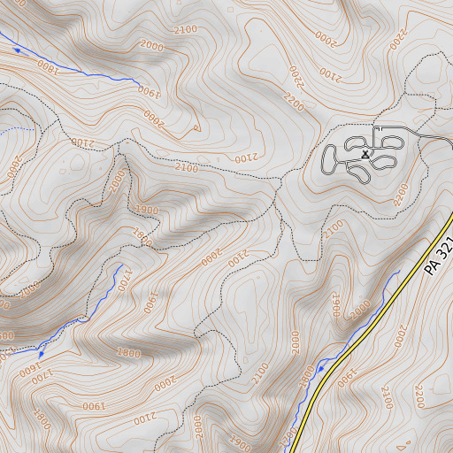 OpenTopoMap map of Johnnycake Trail, PA