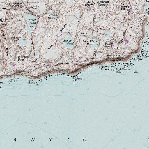 USGS 24K topo map of Great Point, RI
