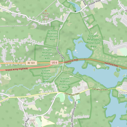 OpenStreetMap map of Rush Brook, RI