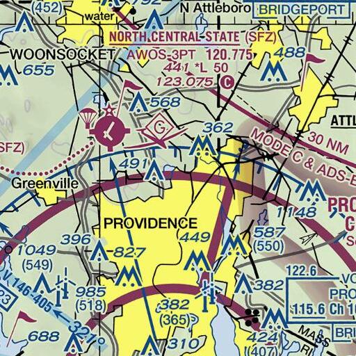 FAA VFR chart of Stump Hill, RI