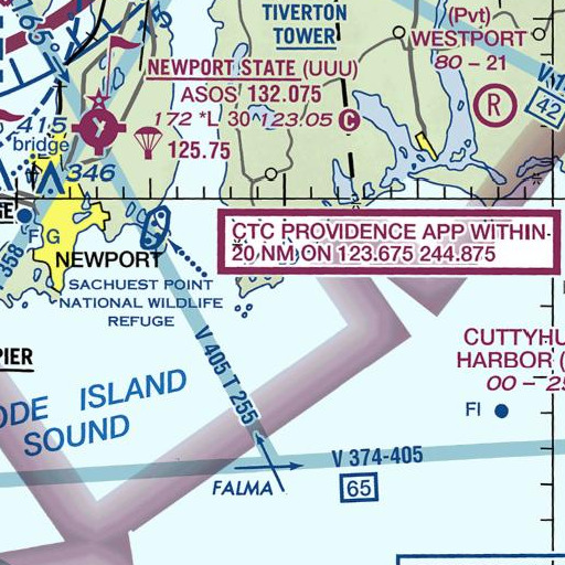 FAA VFR chart of Flat Rock, RI