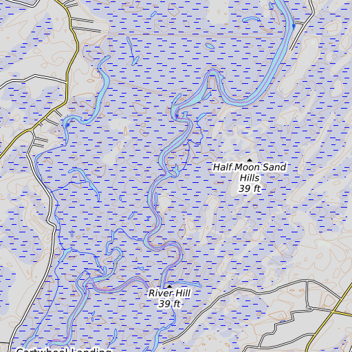 OpenTopoMap map of Devils Elbow, SC