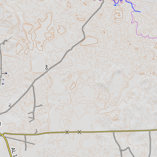 OpenTopoMap map of Mathews Slough, AL