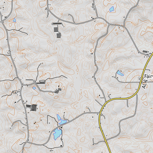 OpenTopoMap map of Mullican Branch, AL