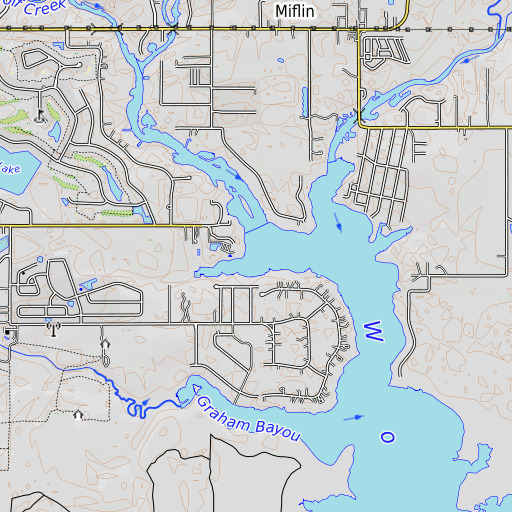 OpenTopoMap map of Owens Bayou, AL