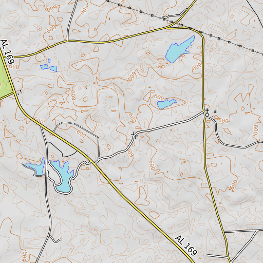 OpenTopoMap map of Phelps Creek, AL