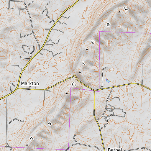 OpenTopoMap map of Phillips Gap, AL