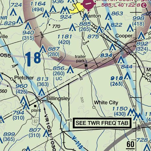 FAA VFR chart of Pierce Branch, AL