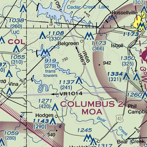 FAA VFR chart of Pierce Branch, AL