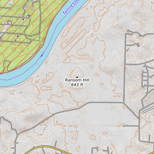 OpenTopoMap map of Ransom Hill, AL