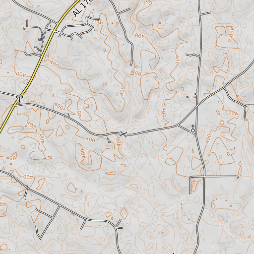 OpenTopoMap map of Sand Creek, AL