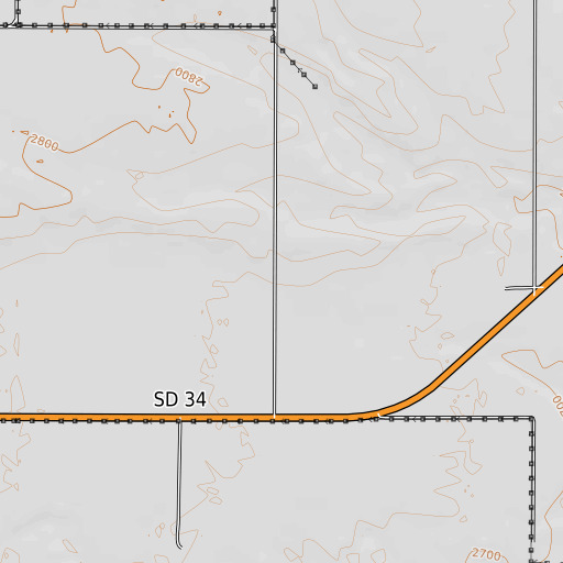 OpenTopoMap map of Volunteer School, SD